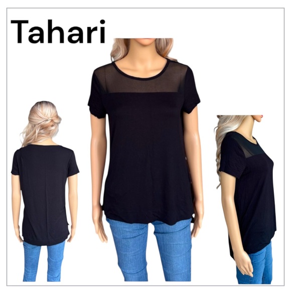 Tahari❣️Free w/purchase‼️ Black Crew Neck Top | Size S - Picture 1 of 7